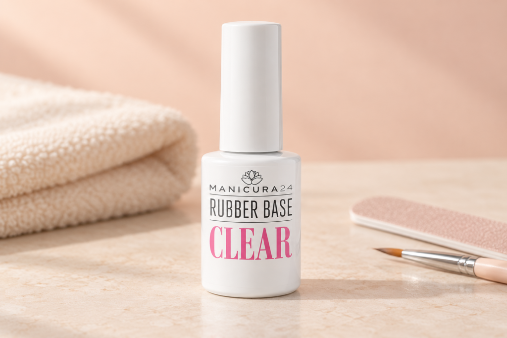 Frasco de Rubber Base Clear con fondo melocotón